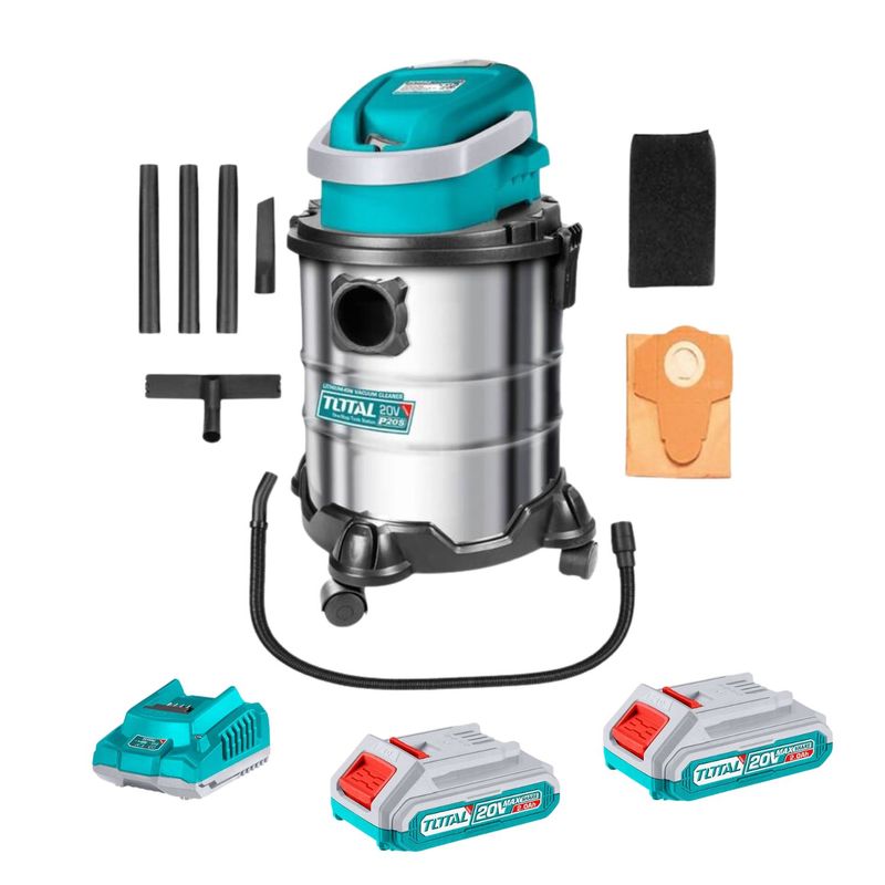TOTAL TOOLS - Aspiradora 20v 20 litros + 2 baterias y cargador Total