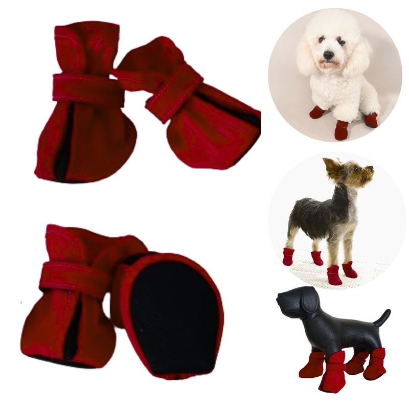 GENERICO - ZAPATOS IMPERMEABLES PARA PERROS Y MASCOTAS GRANATE-L