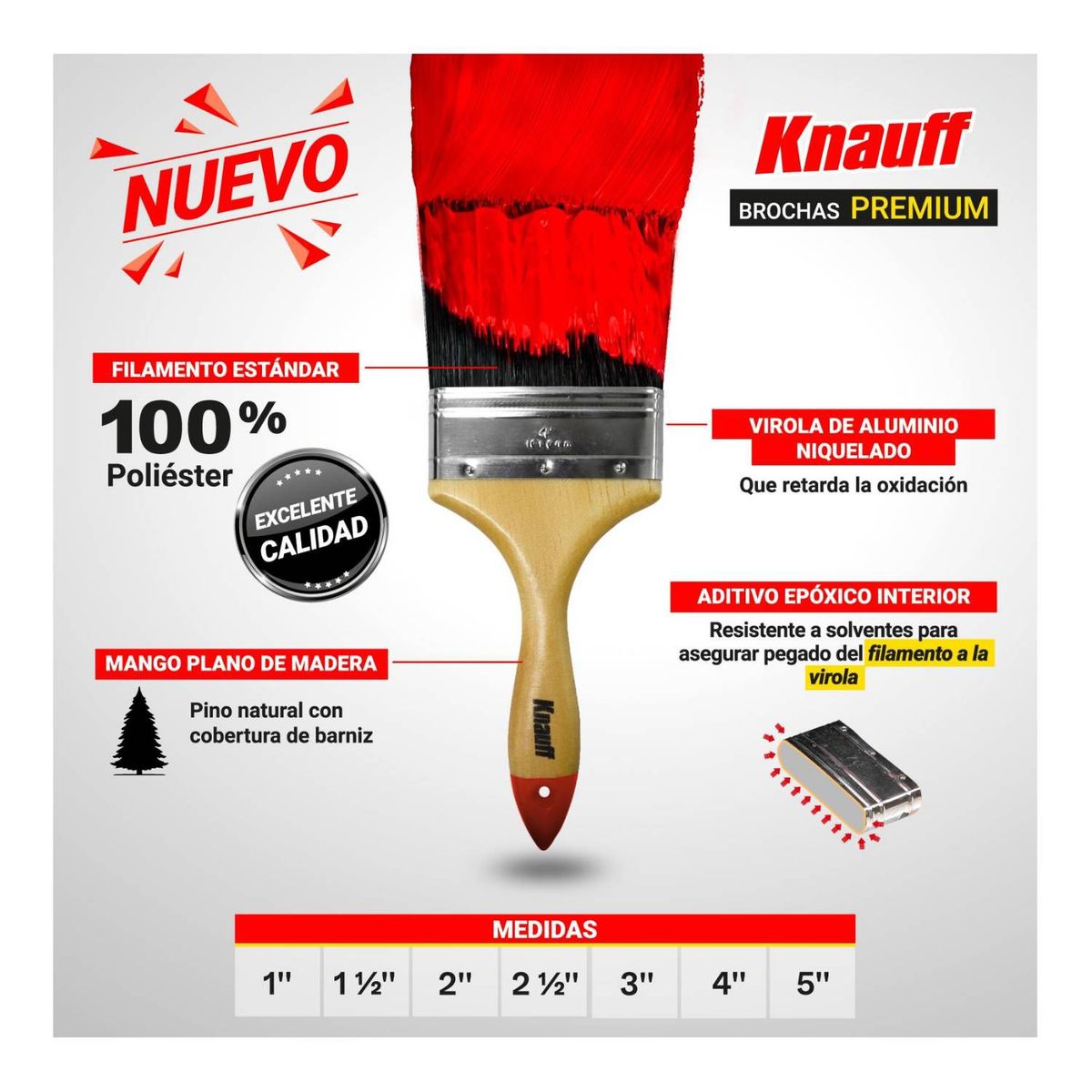 KNAUF - Brocha de Nylon Premium 1 1/2" KANUFF