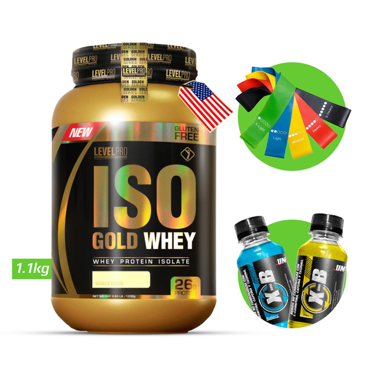 LEVEL PRO - LEVEL PRO Iso Gold Whey 1.1 kg Vainilla + Regalos