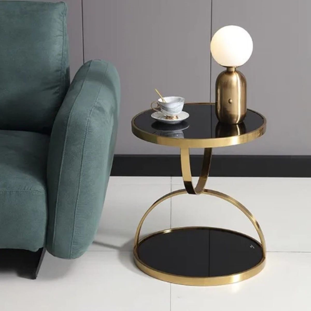 GENERICO - Mesa de Centro Redonda - Acabado Dorado en Acero Inoxidable