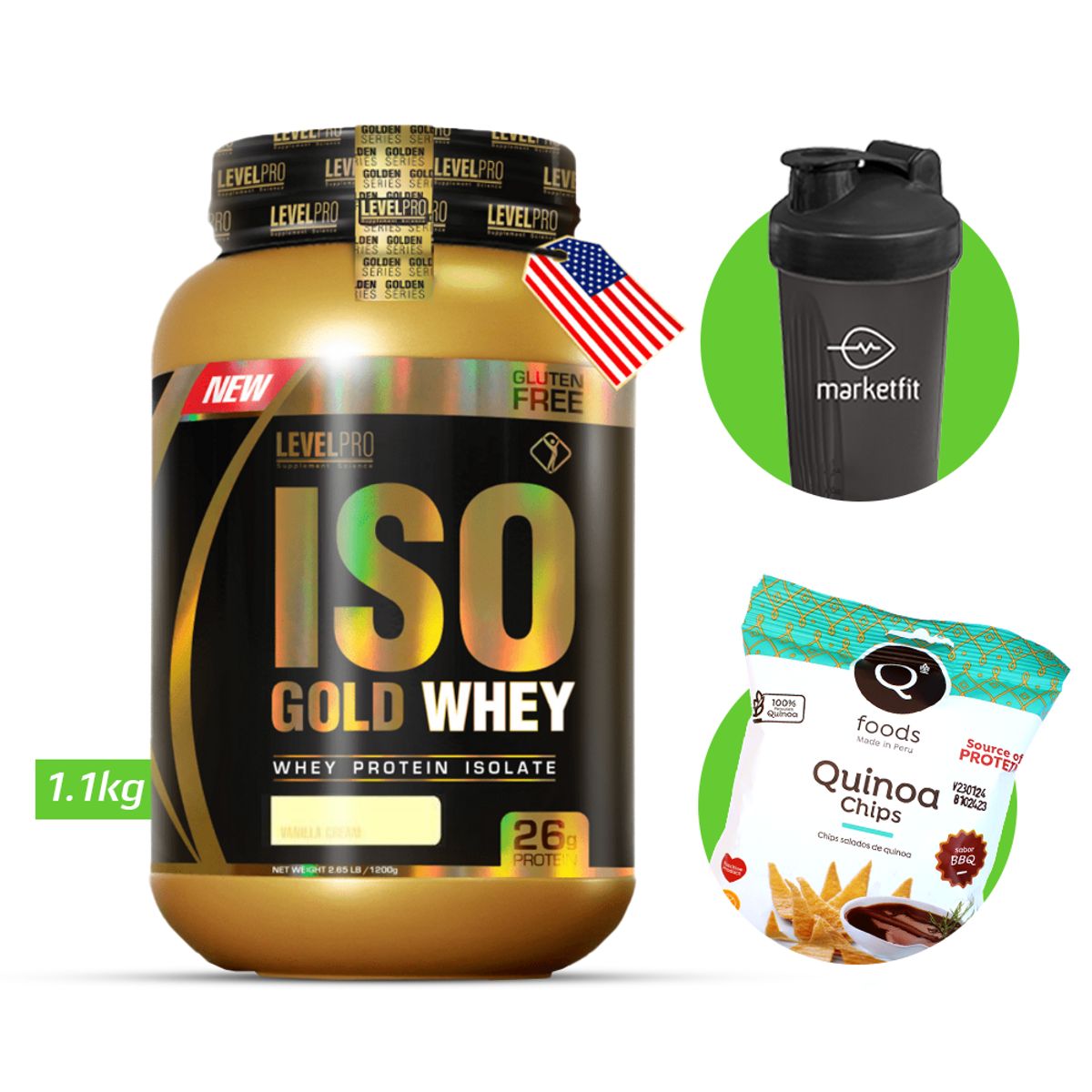 LEVEL PRO - LEVEL PRO Iso Gold Whey 1.1 kg Vainilla + Regalos