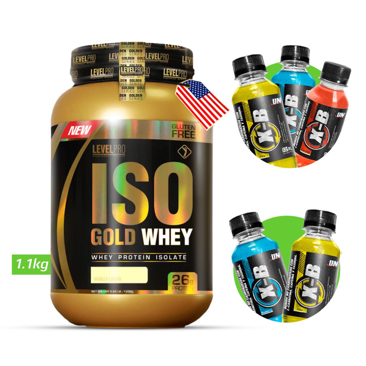 LEVEL PRO - LEVEL PRO Iso Gold Whey 1.1 kg Vainilla + Regalos