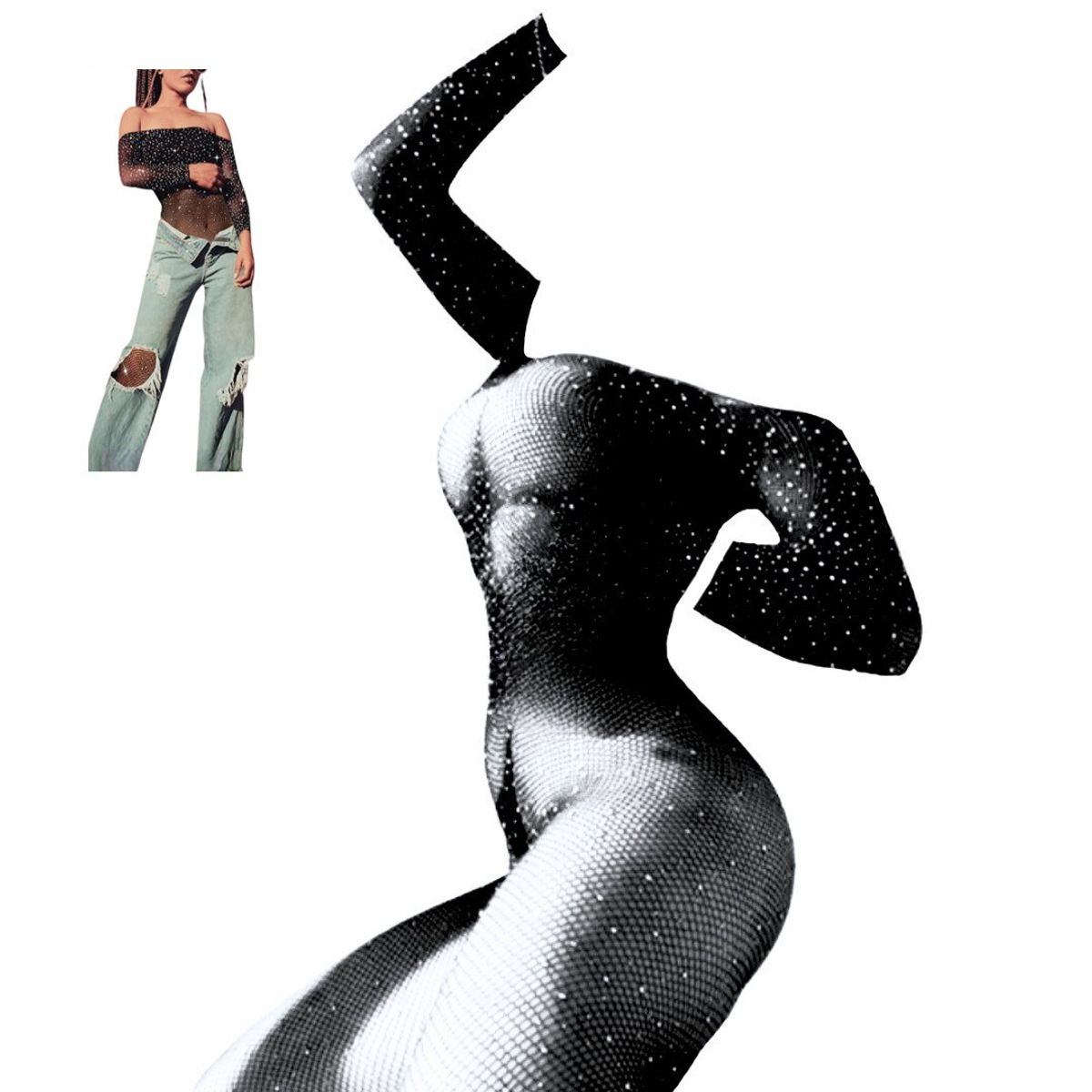 GENERICO - Bodystocking malla Enterizo Lenceria media Abertura parte interior