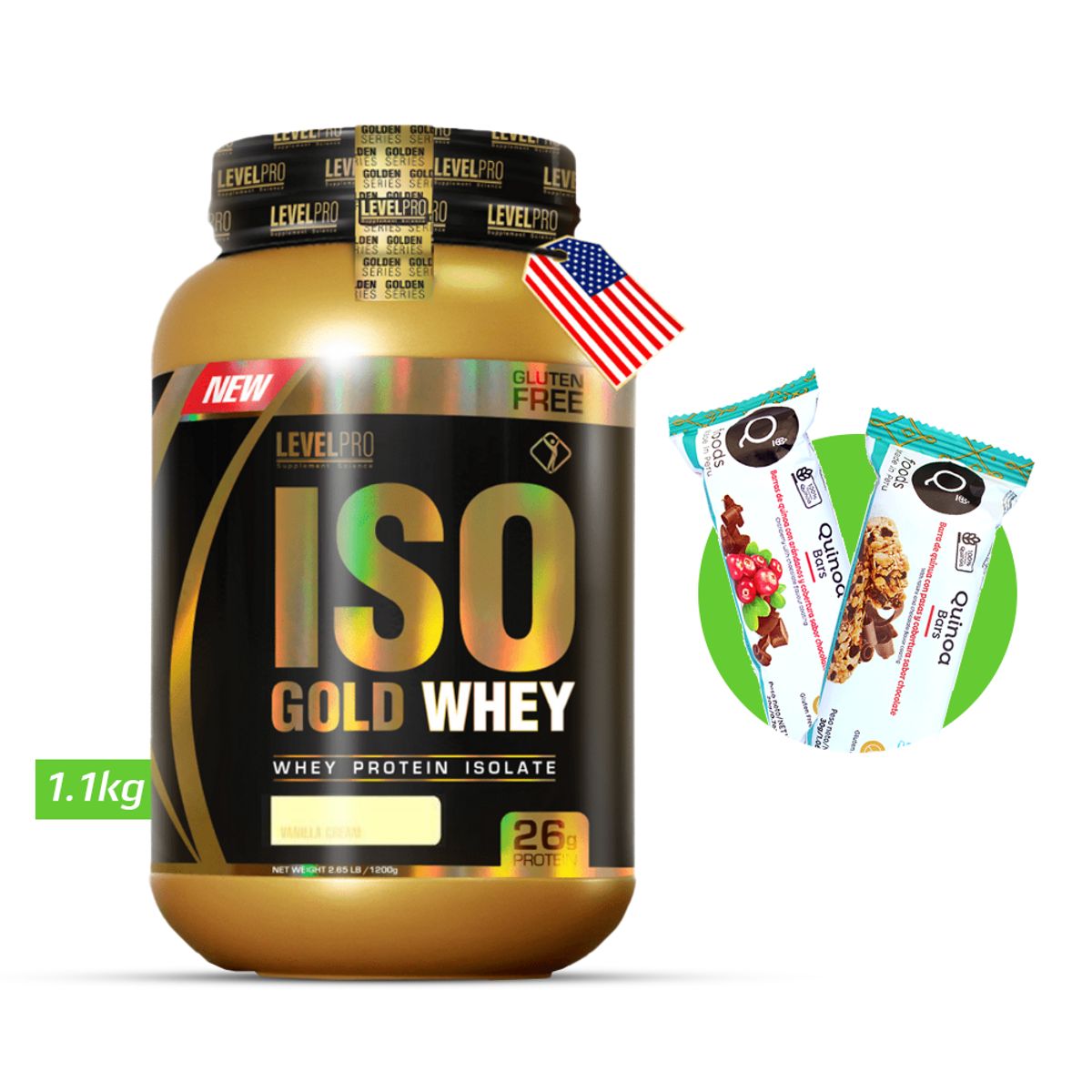LEVEL PRO - LEVEL PRO Iso Gold Whey 1.1 kg Vainilla + Regalos