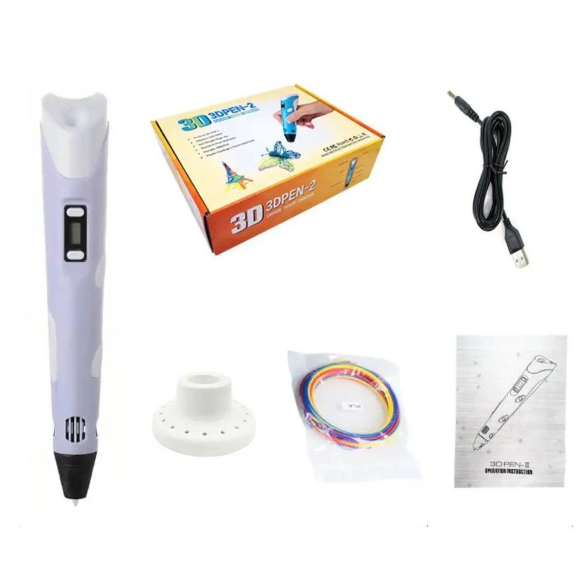 GENERICO - Lapicero Bolígrafo 3D portátil impresión manual - Morado