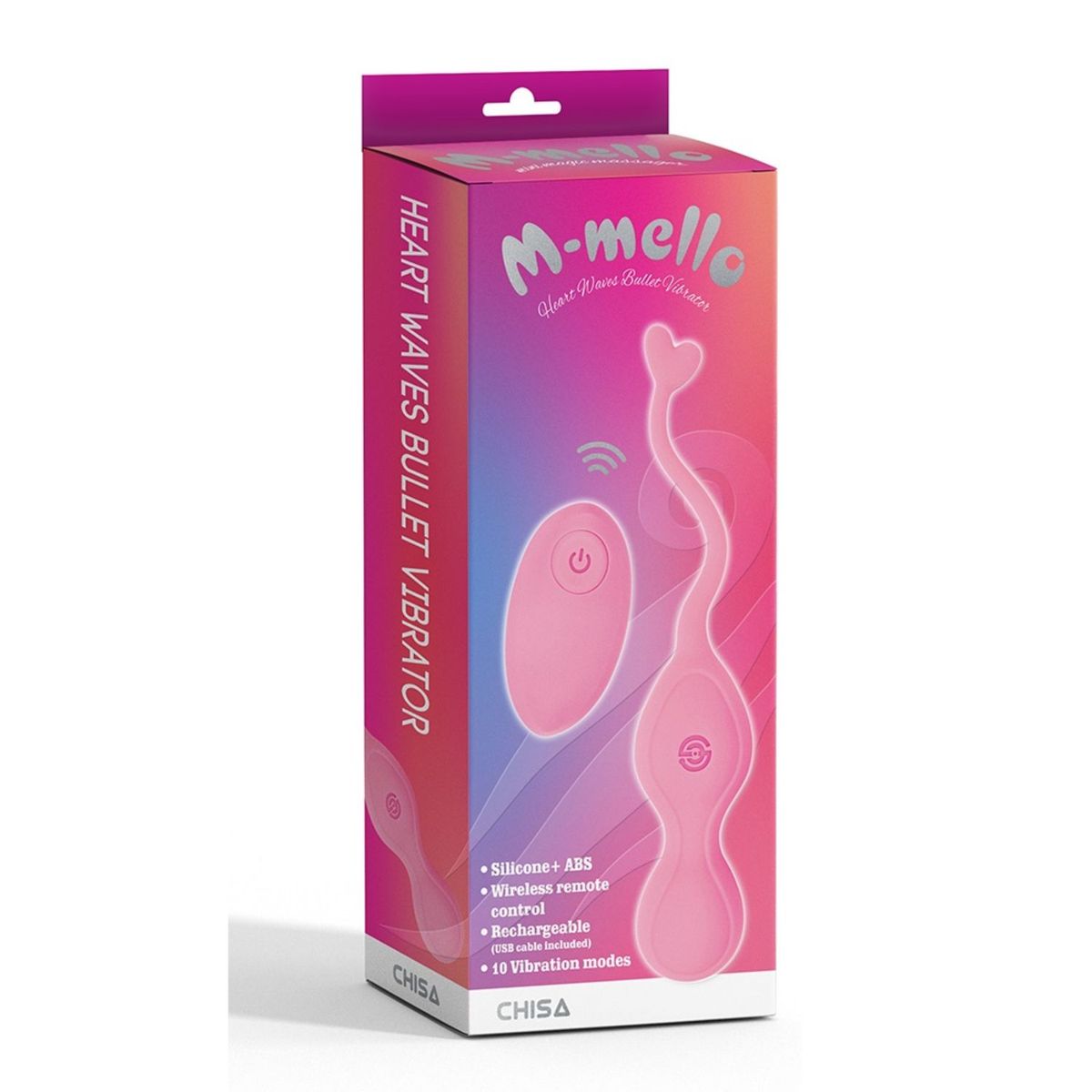 CHISA - Vibrador Bala Heart Waves Principienates 10 modos USB Control Remoto