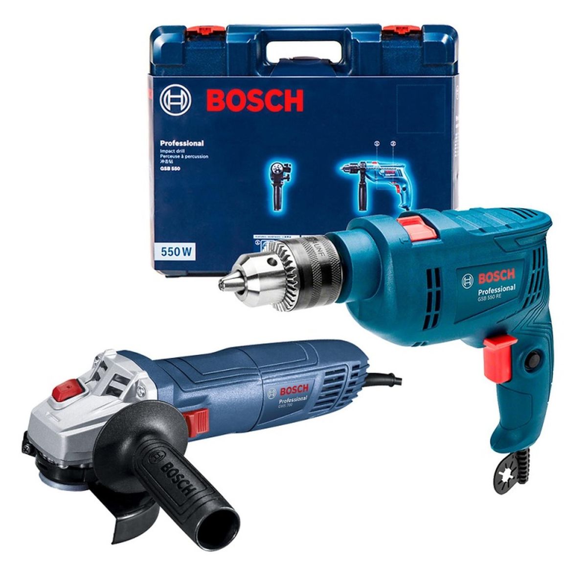 BOSCH - Taladro Perc 1/2" 550W + Amoladora Angular 4 1/2 710W Bosch