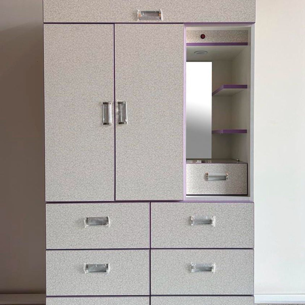 GENERICO - ROPERO DE 1 METRO CON TOCADOR COLOR FLORESTA CON LILA