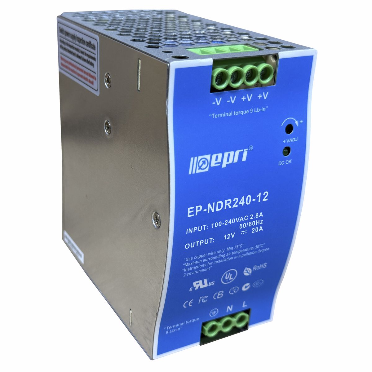 EPRI - FUENTE SWITCHING RIEL DIN 12V 20AMP NDR240