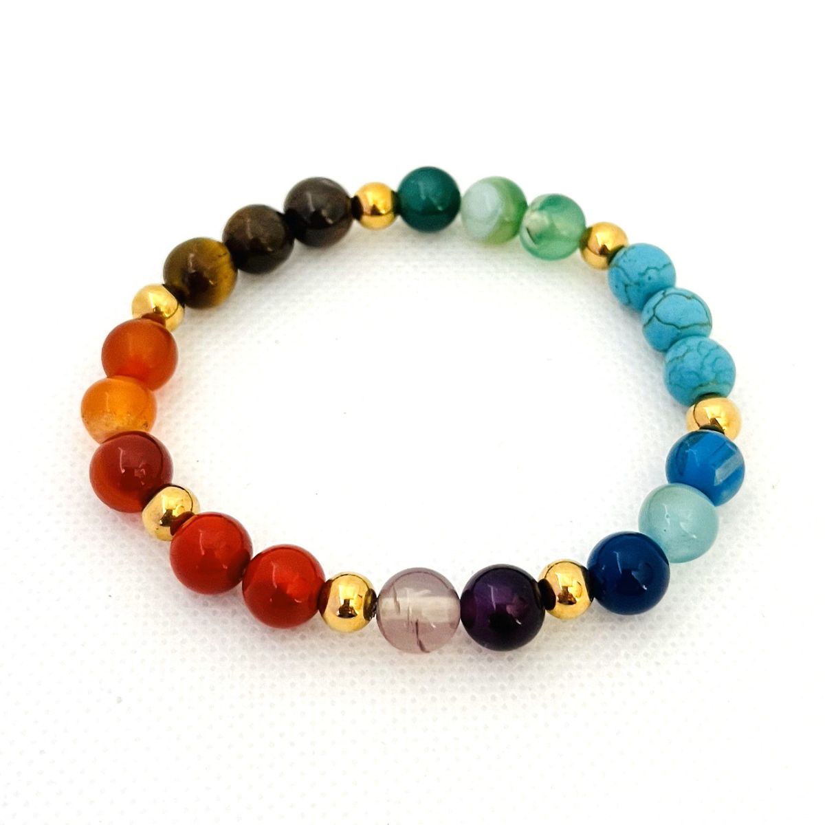 GENERICO - Pulsera Cuarzo 7 Chakras y Acero