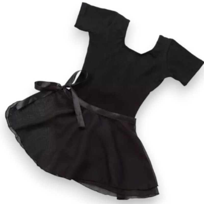 GENERICO - CONJUNTO TRAJE DE BALLET DE ALGODON CON FALDA ENVOLVENTE -  NIÑAS