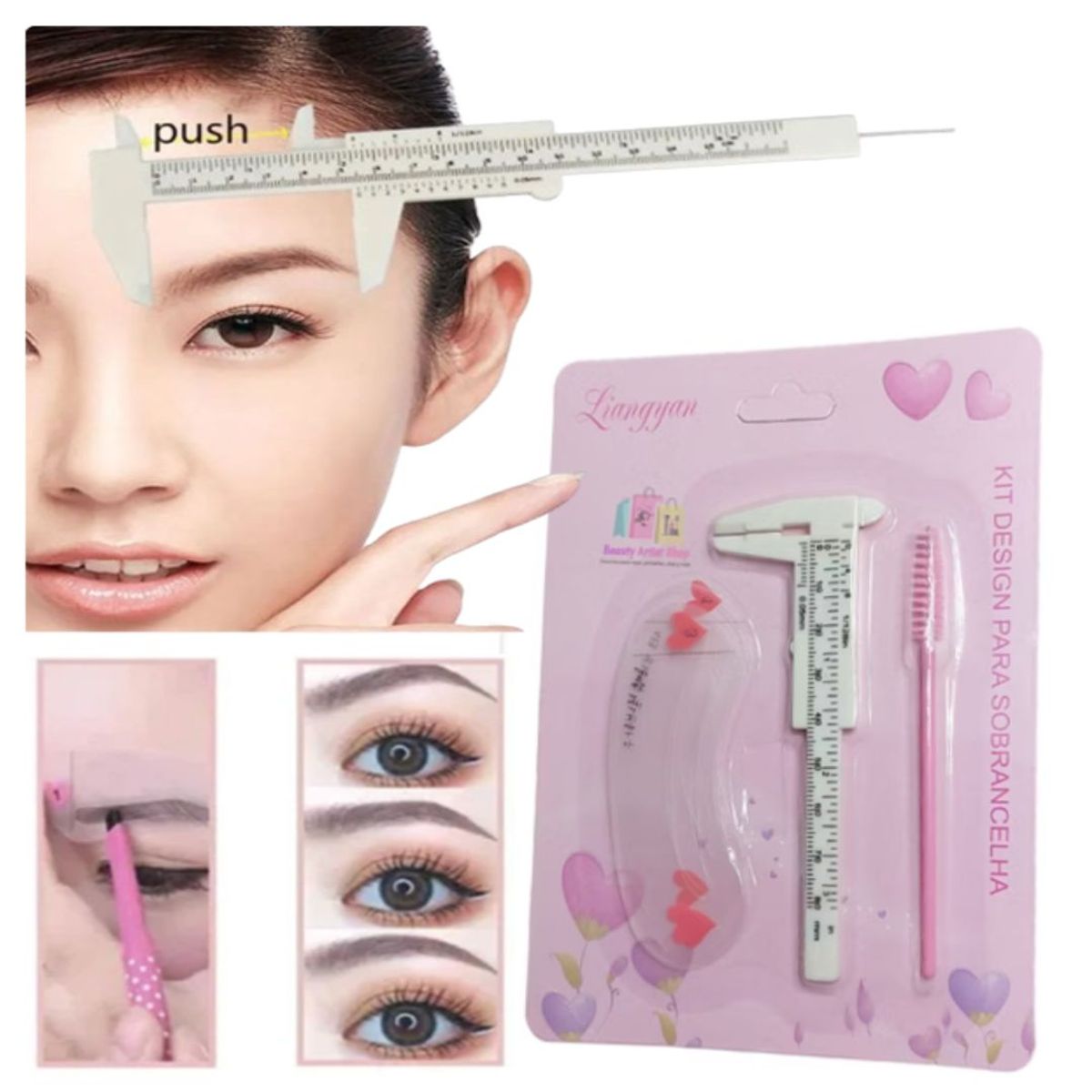 GENERICO - Kit Calibrador de Cejas Delineado Diseño de Cejas