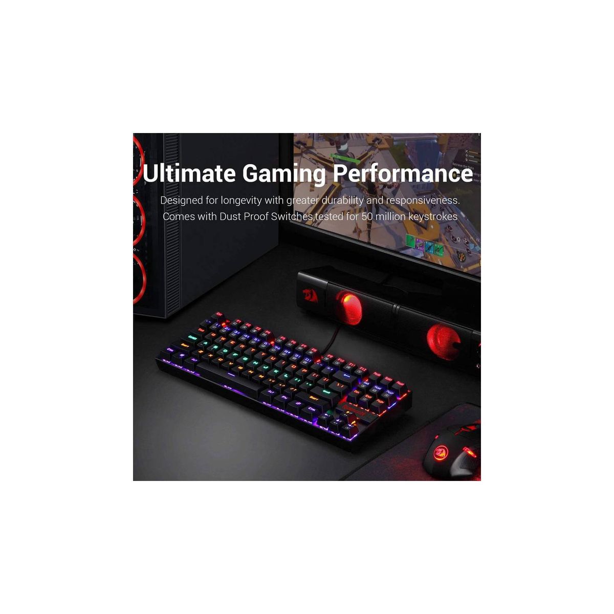 REDRAGON - Teclado mecanico redragon kumara k552 rainbow español - negro