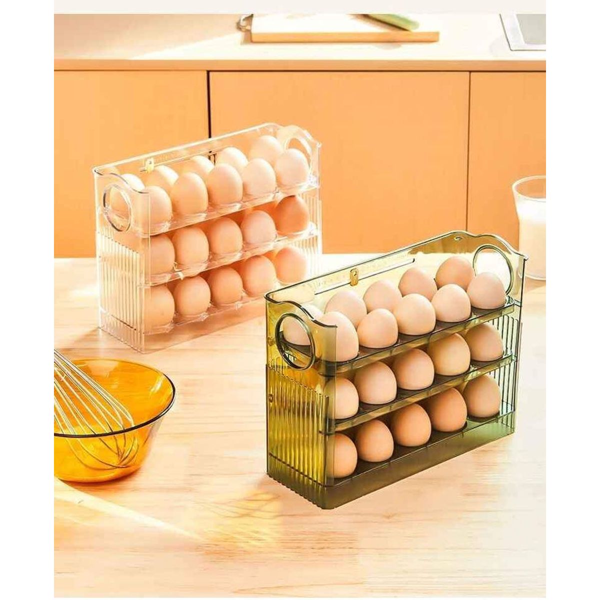 GENERICO - Contenedor Organizador de Huevos 3 Niveles 30 Unds - Verde