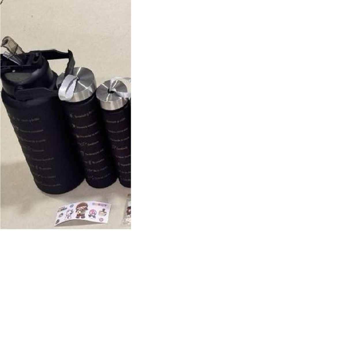 GENERICO - Set de 3 tomatodos motivacional trio deportivo+ stickers NEGRO