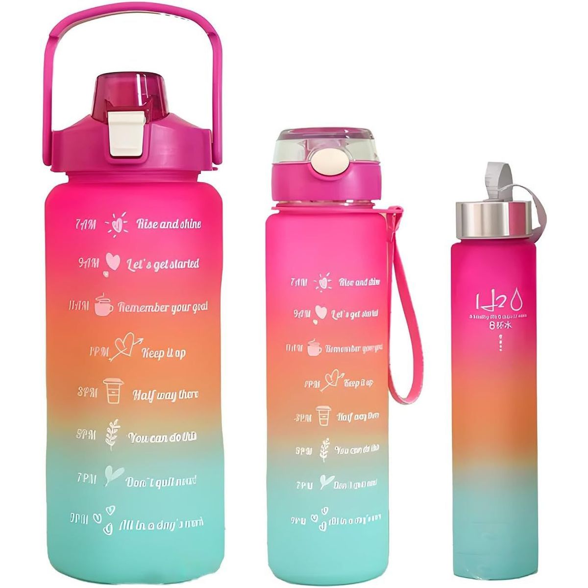 GENERICO - Set de 3 tomatodos motivacional trio deportivo+ stickers fucsia