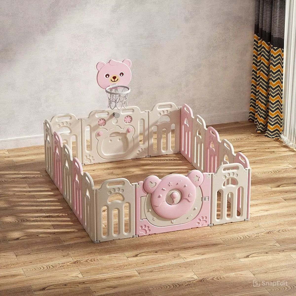 GENERICO - CORRAL CORRALITO INFANTIL PLEGABLE COLOR ROSADO 160 x 200 CM