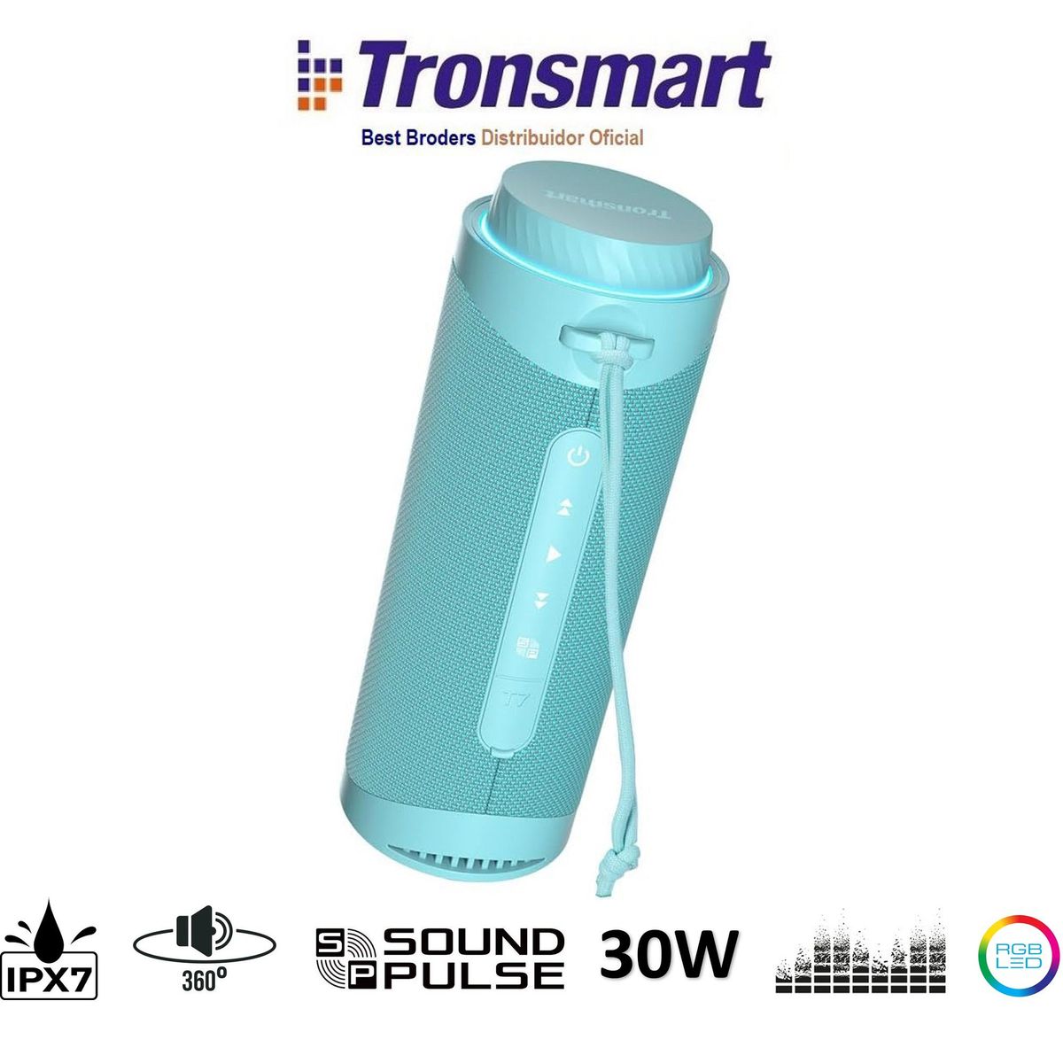 TRONSMART - Tronsmart T7 Parlante Portatil Bluetooth 5.3 Acuatico 360° - Turquesa