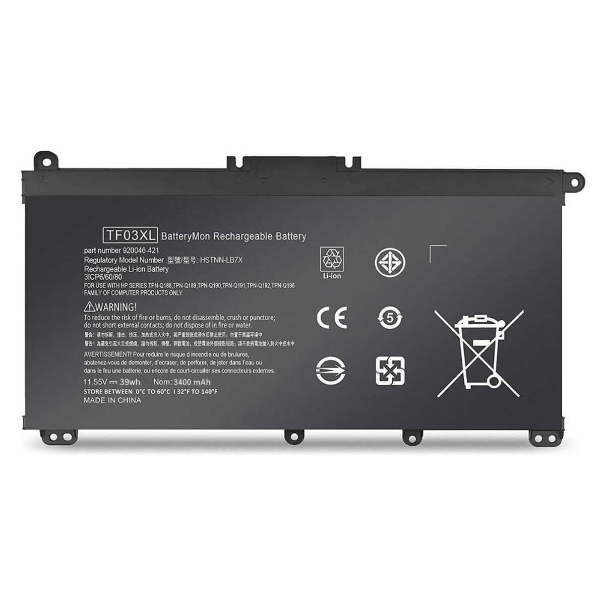 GENERICO - Batería Para Laptop HP TF03XL PAVILION 14-BF.  14-BK. 14-BP. 15-CC