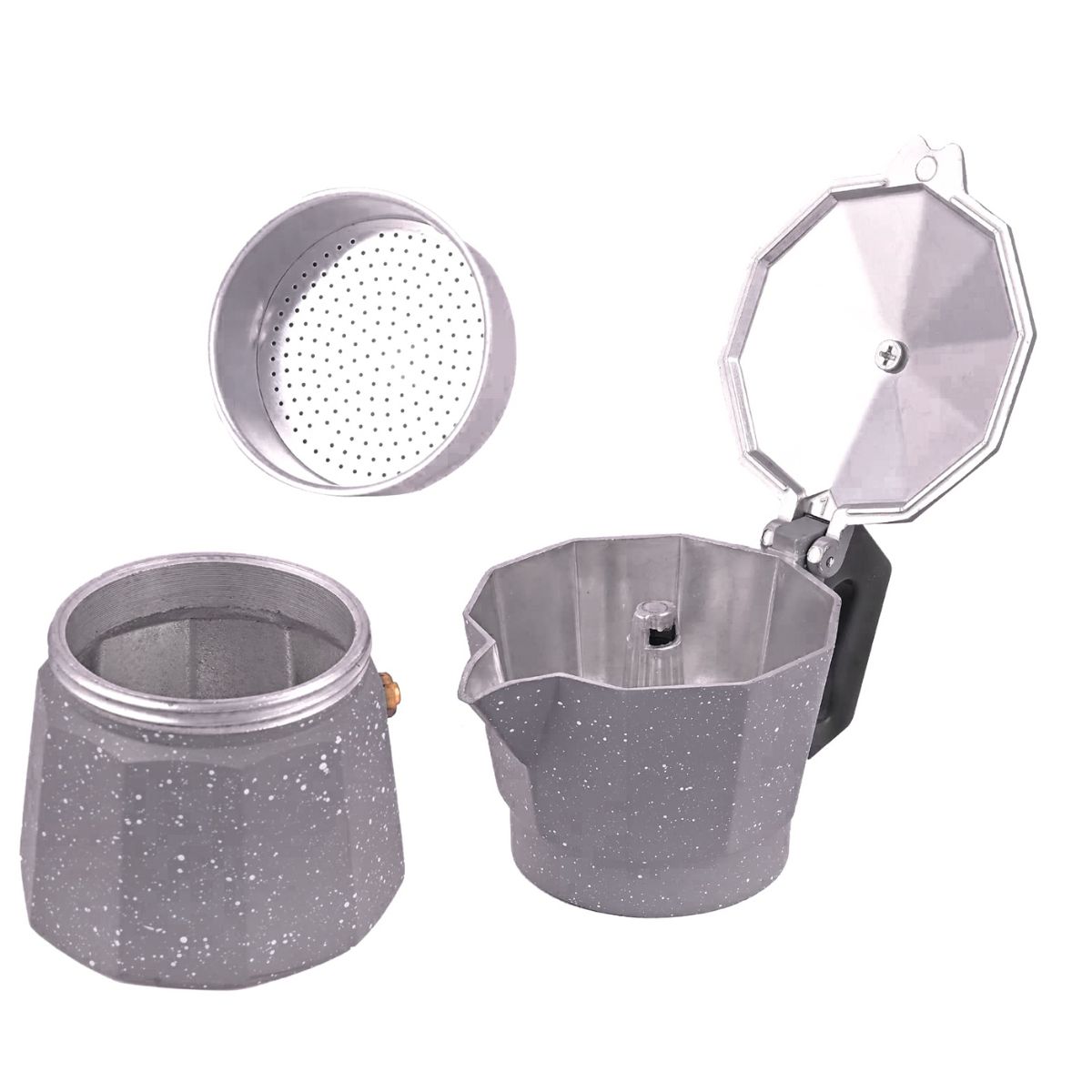 PENTHA - Cafetera Italiana Moka de 9 tazas Color Plomo de 450 ml