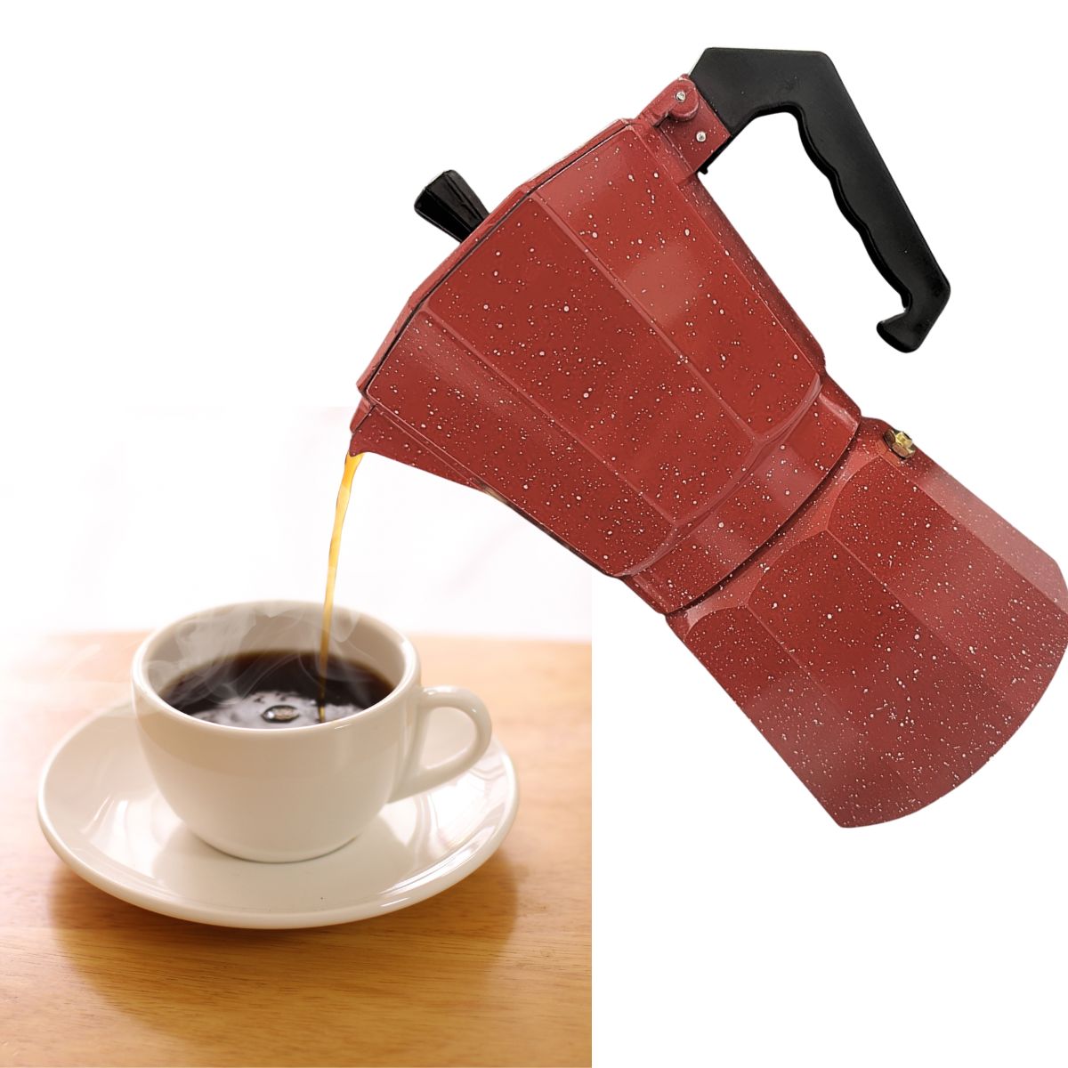 PENTHA - Cafetera Italiana Moka de 6 tazas Color Rojo de 300ml