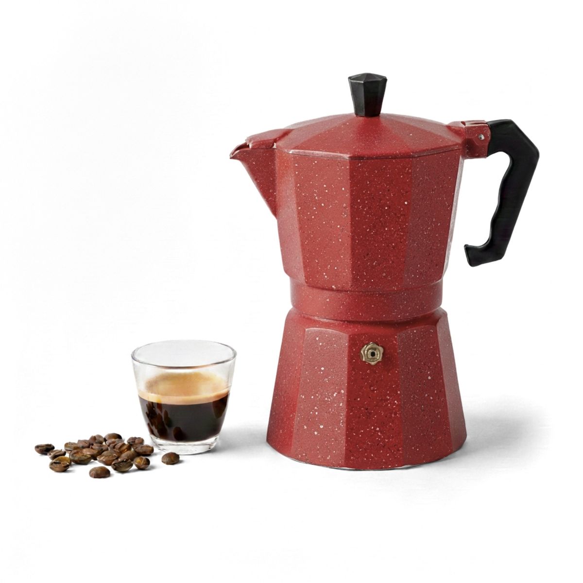 Pentha - Cafetera Italiana Moka de 6 tazas Color Rojo de 300ml