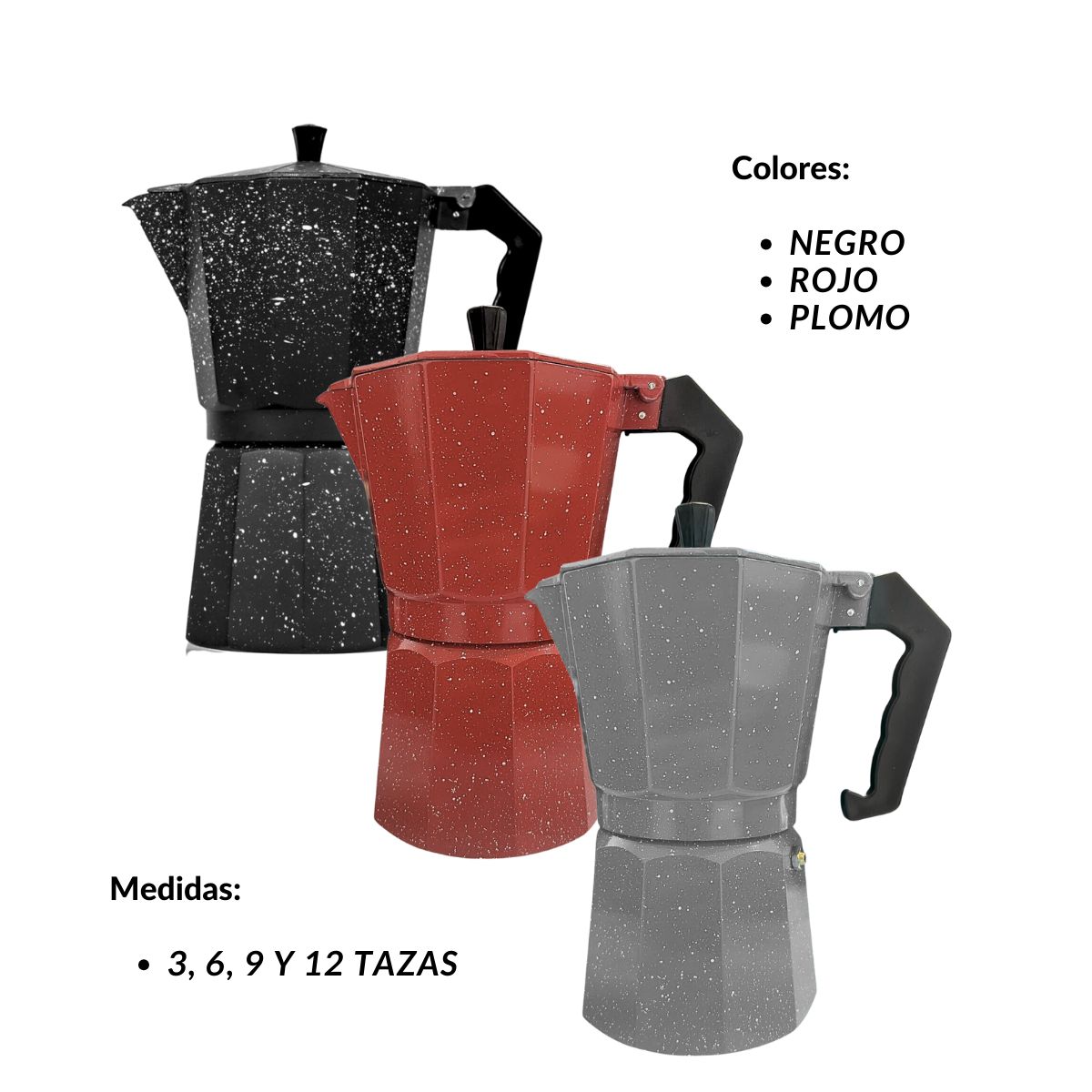 PENTHA - Cafetera Italiana Moka de 6 tazas Color Plomo de 300ml