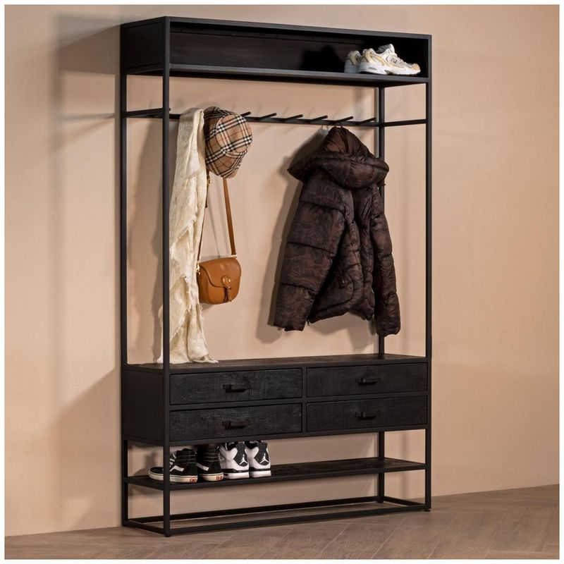 VENTITAS HOME - Perchero Industrial Israel Ventitas Home Roble Negro