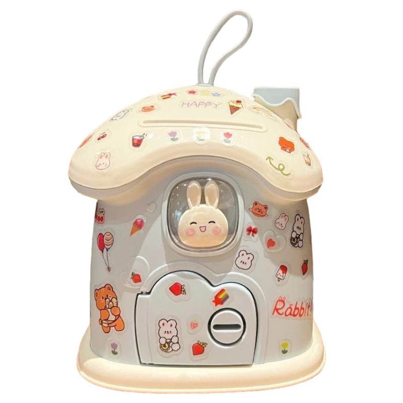 GENERICO - ALCANCIA NIÑOS KAWAII HONGUITO CONEJITO CELESTE CALCOMANIAS