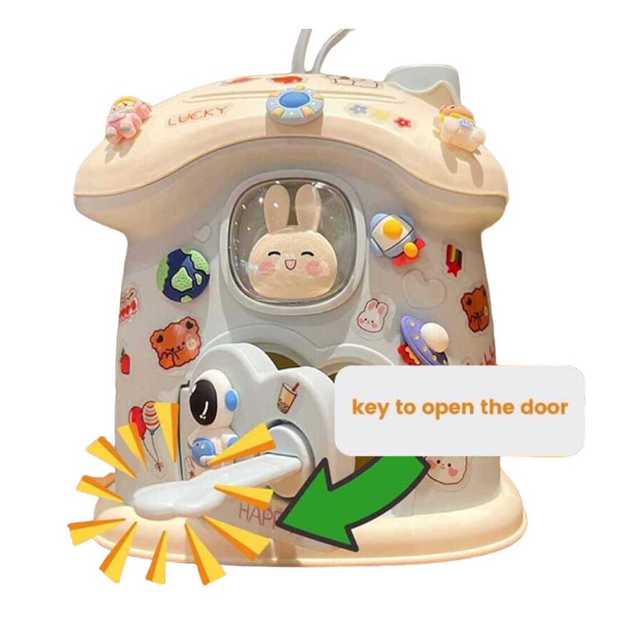 GENERICO - ALCANCIA NIÑOS KAWAII HONGUITO CONEJITO CELESTE CALCOMANIAS