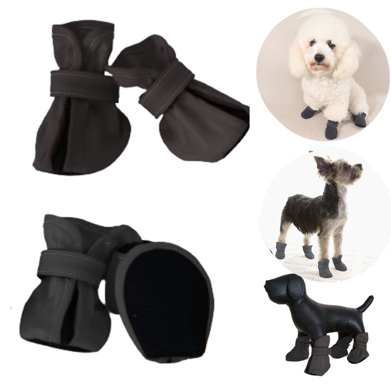 GENERICO - ZAPATOS IMPERMEABLES PARA PERROS Y MASCOTAS NEGRO-L