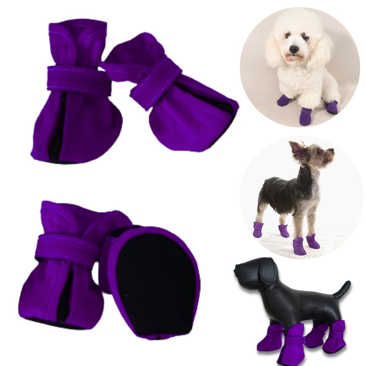 GENERICO - ZAPATOS IMPERMEABLES PARA PERROS Y MASCOTAS MORADO-S
