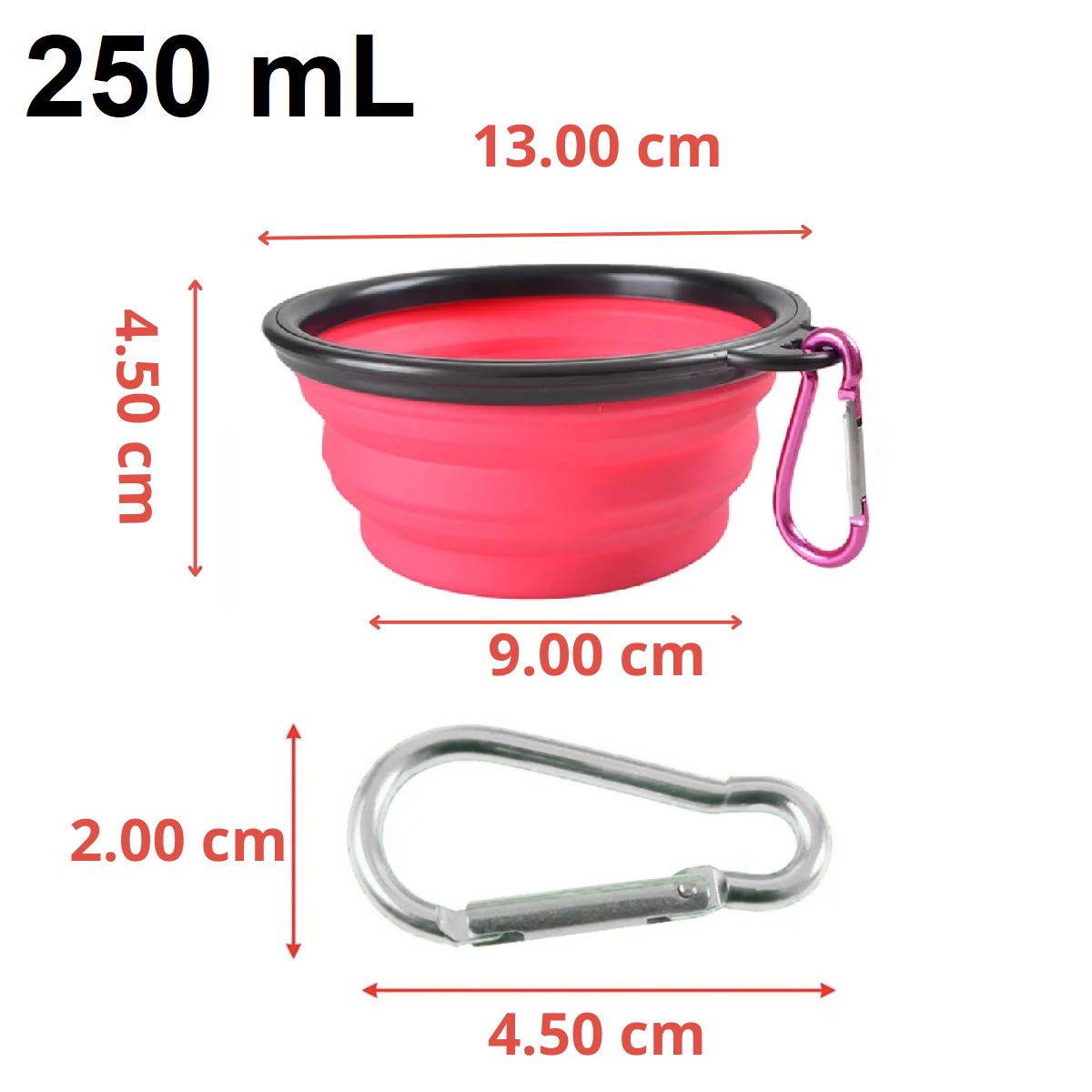 GENERICO - PLATO PORTATIL PLEGABLE CHICOS PARA MASCOTA - 250mL NEGRO