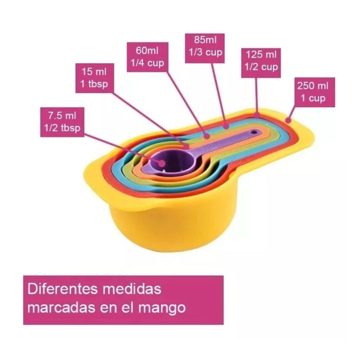GENERICO - Tazas Cucharas Medidoras 6pz  Multicolor