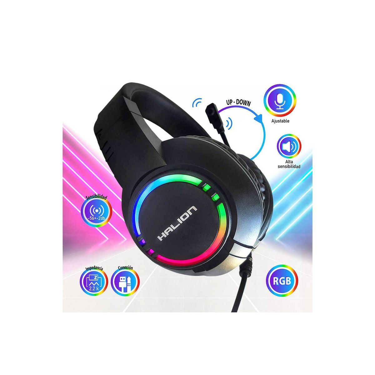 HALION - Audífonos Gamer Halion Lotus HA-H409 RGB Negro