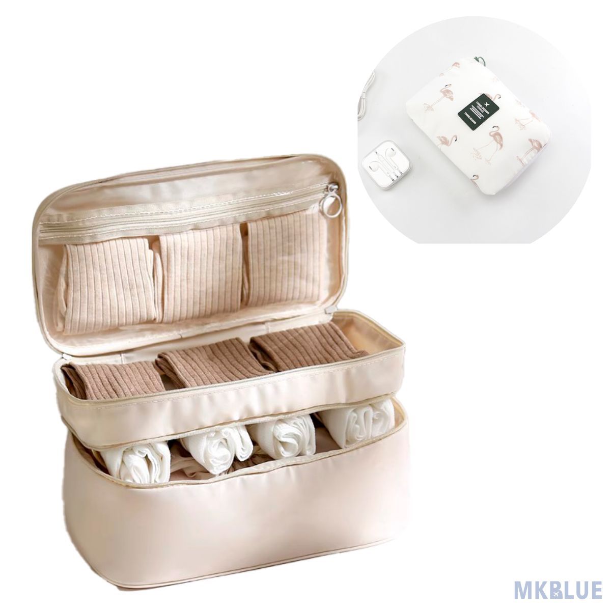 GENERICO - PACK ORGANIZADOR  ROPA INTERIOR+ORGANIZ. CABLES  PARA VIAJES