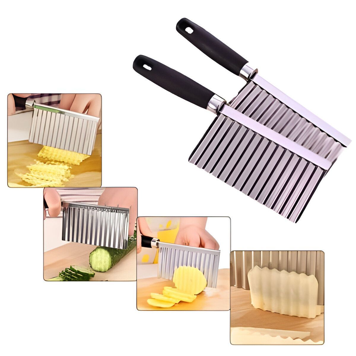 ELMEJORPRECIO - Cuchillo Ondulado De Acero Inoxidable Para Papas Fritas Y Vegetales