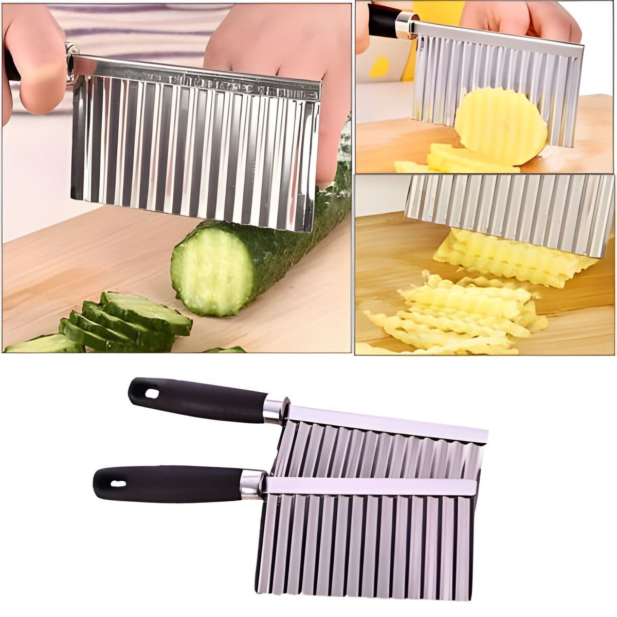 ELMEJORPRECIO - Cuchillo Ondulado De Acero Inoxidable Para Papas Fritas Y Vegetales