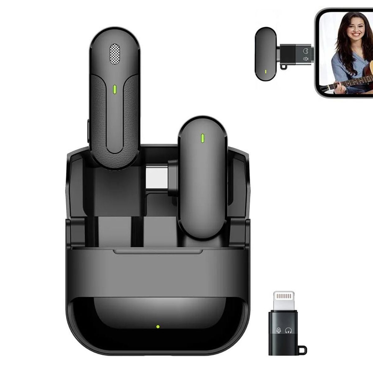 OEM - Micrófono Inalámbrico Tipo C K81 con base de carga y adaptador Iphone