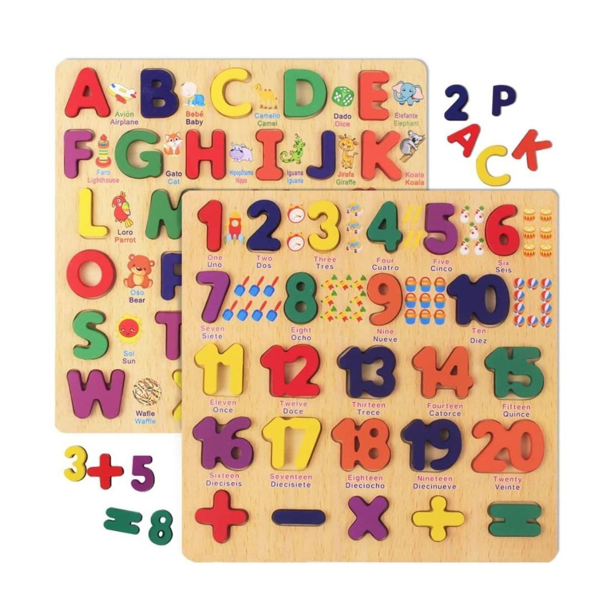 GENERICO - Rompecabeza En Madera Encaje Pack Letras Y Numeros Niños