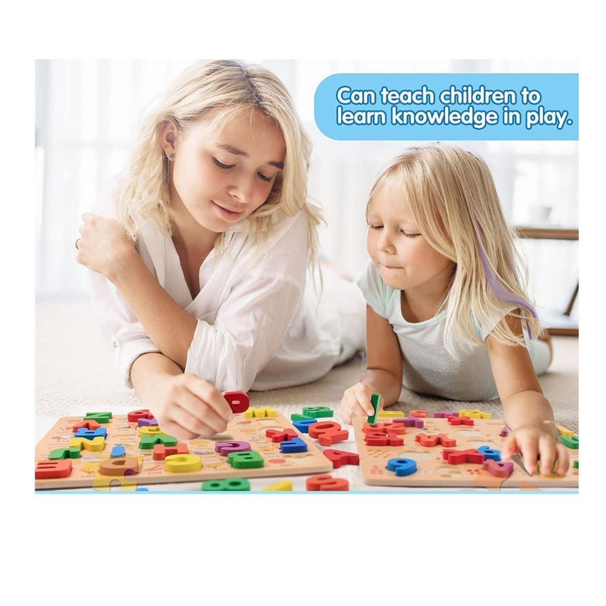 GENERICO - Rompecabeza En Madera Encaje Pack Letras Y Numeros Niños