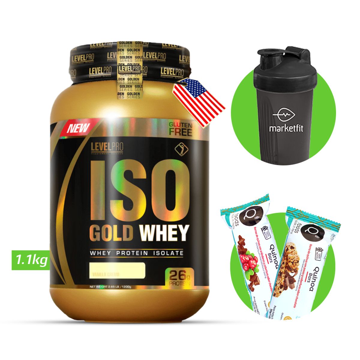 LEVEL PRO - LEVEL PRO Iso Gold Whey 1.1 kg Vainilla + Regalos