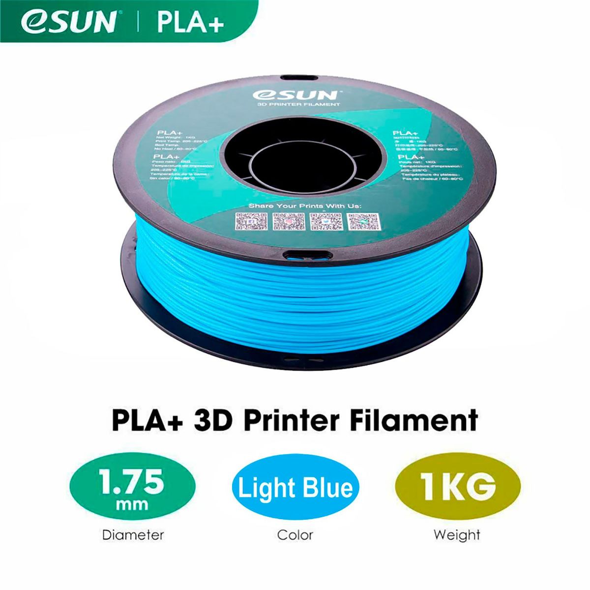 ESUN - Filamento 3d pla+ 175mm 1kg Esun - Celeste