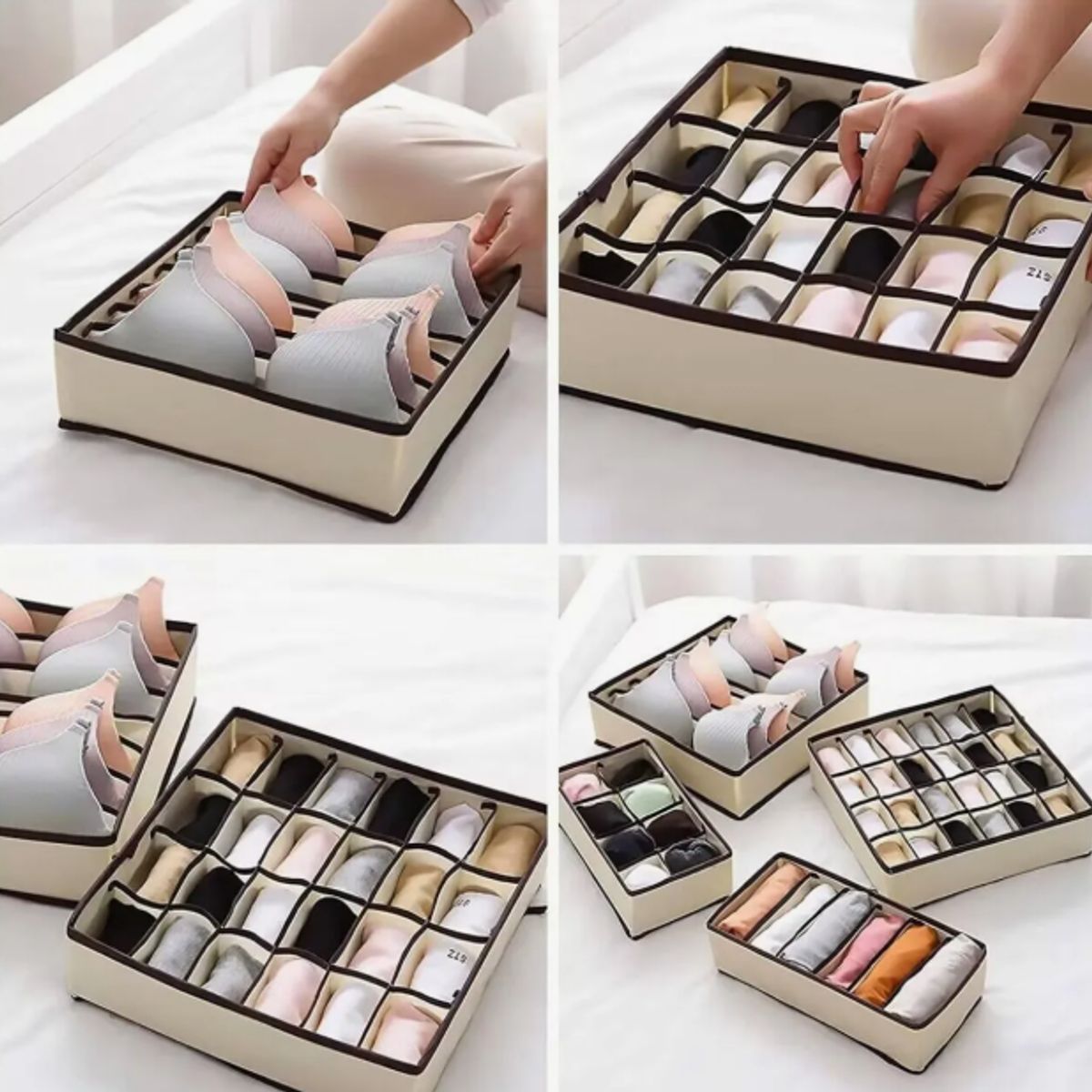 GENERICO - Cesta Organizador de Ropa Interior 4 PCS - Plomo