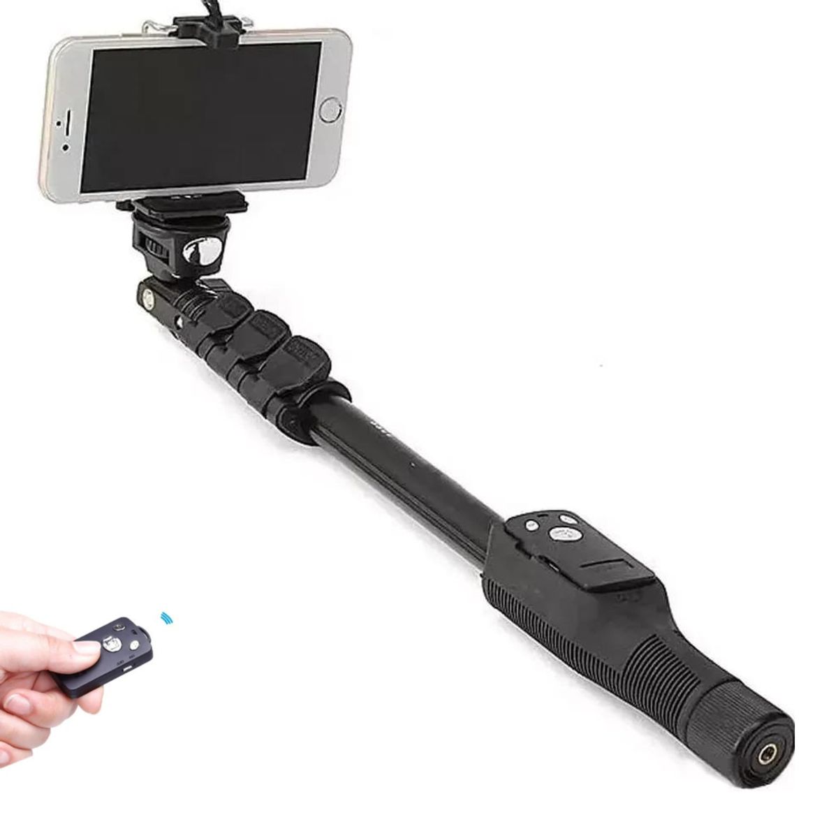 GENERICO - Palo Selfie Stick 1 metro para Celular Control Bluetooth Negro