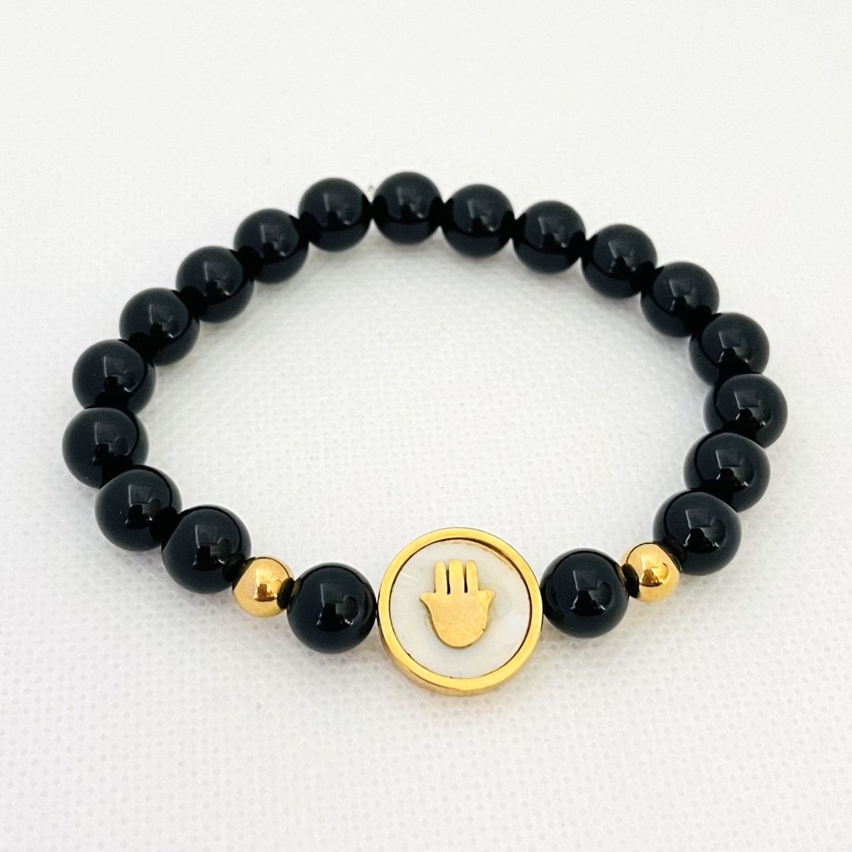 GENERICO - Pulsera Cuarzo Ónix y Acero - Reyna