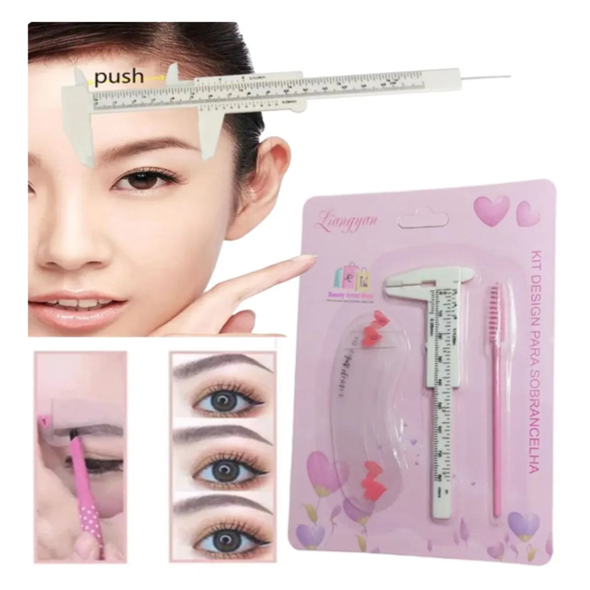 GENERICO - Kit Calibrador de Cejas Delineado Diseño de Cejas