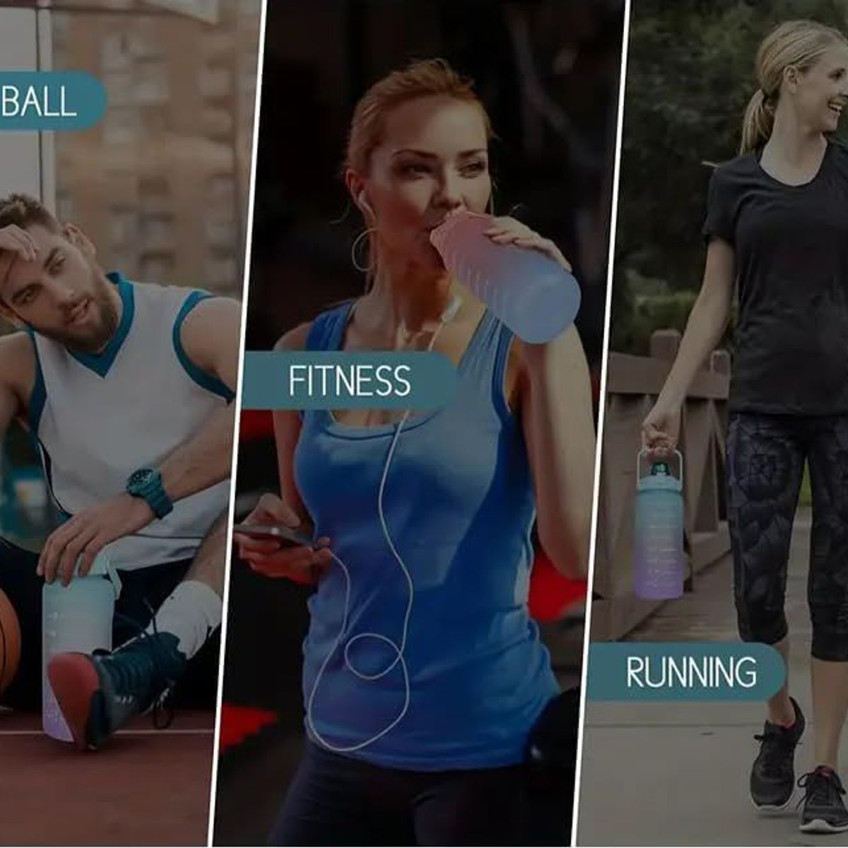 GENERICO - Set de 3 tomatodos motivacional trio deportivo+ stickers VERDE AGUA