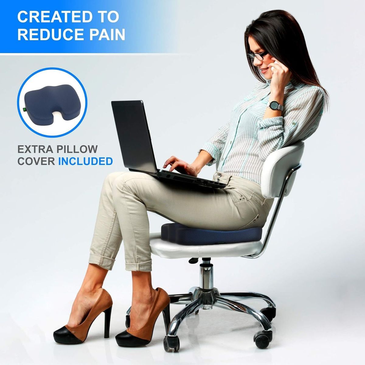 GOLDSUN - Cojin asiento herraje viscoelástica con gel y funda Goldsun